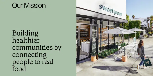 Screenshot of Sweetgreen's mission statement from its website