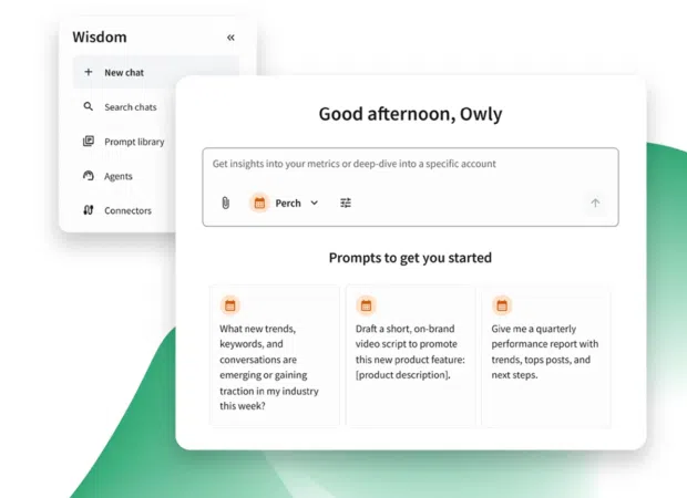 New chat with Wisdom, along with prompt examples