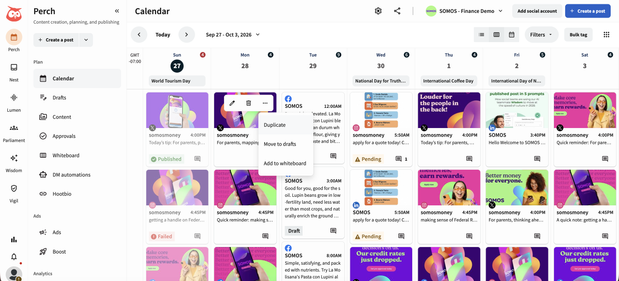 Hootsuite Planner duplicate button
