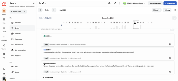 Managing post drafts in Hootsuite