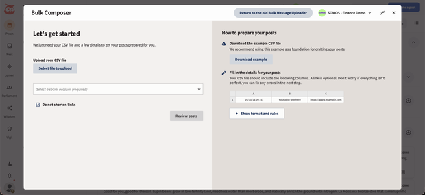 Setting up a bulk schedule in Hootsuite