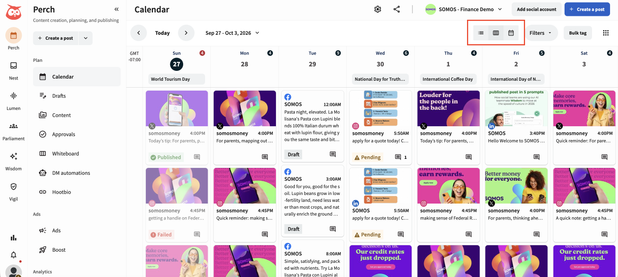 Hootsuite Planner gear icon condensed view