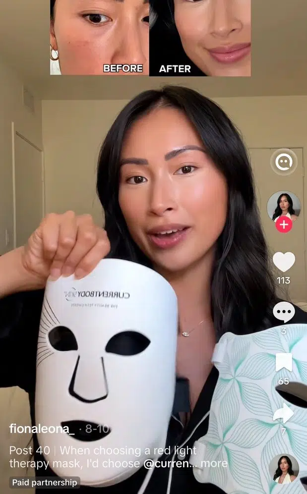 Influencer recommending a beauty product on TikTok