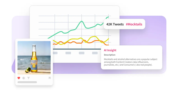 Lumen tracking a trending hashtag along with an AI description of the trend
