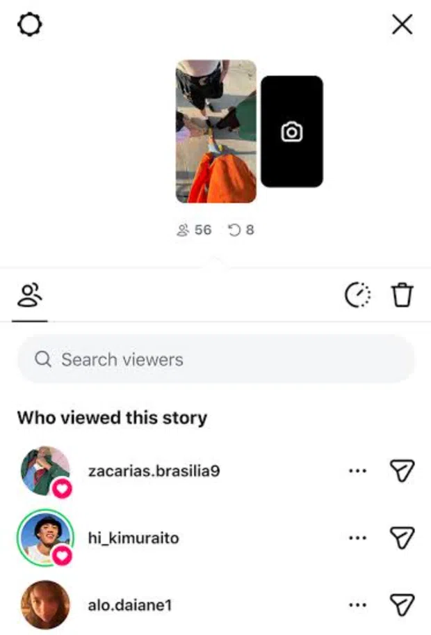 Search viewers from an Instagram Story